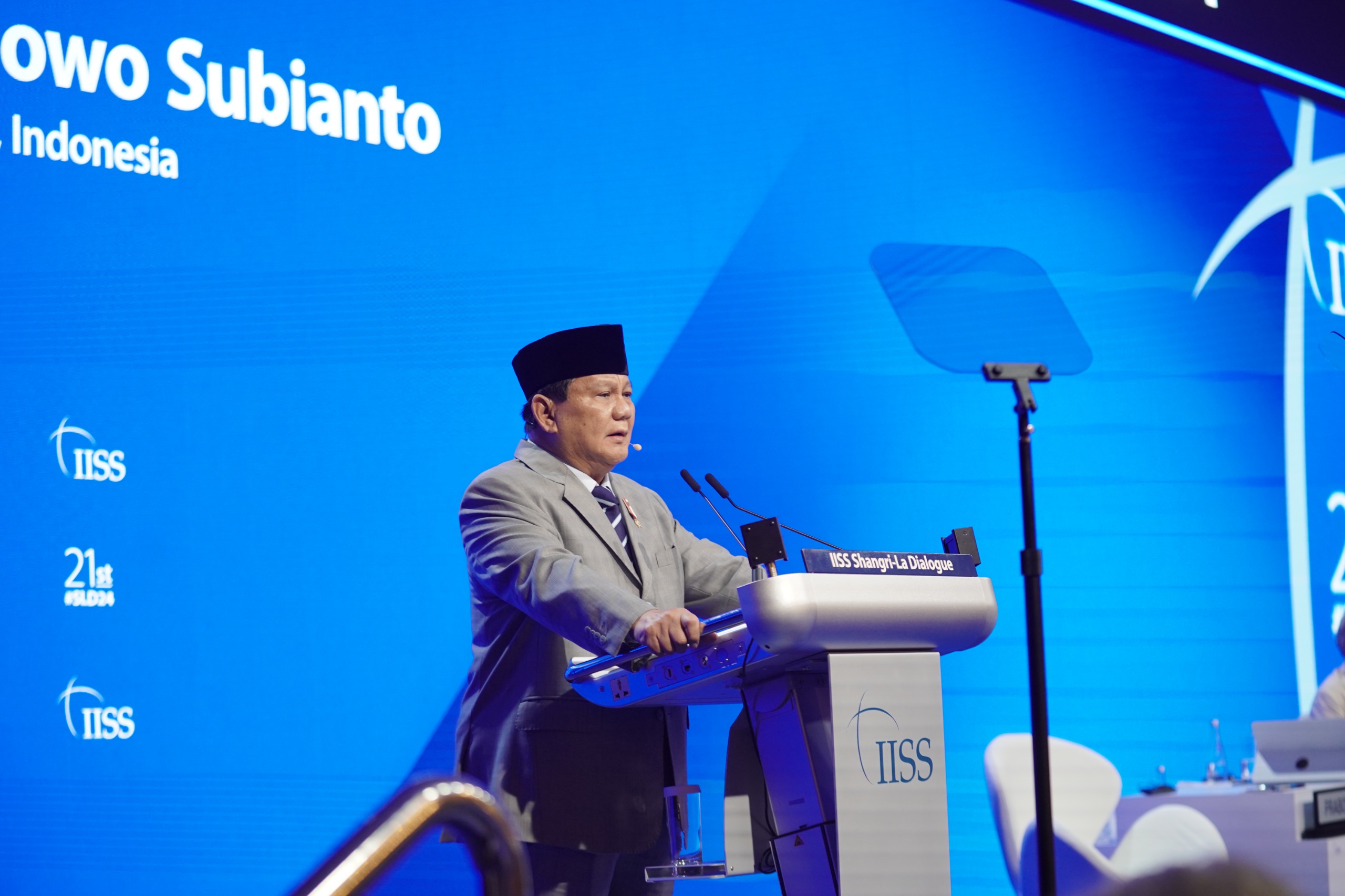 Menhan Prabowo Subianto di IISS Shangri-La Dialogue (SinPo.id/ Tim Media)