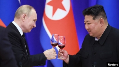 Presiden Rusia Vladimir Putin dan pemimpin Korea Utara Kim Jong Un (SinPo.id/Reuters)