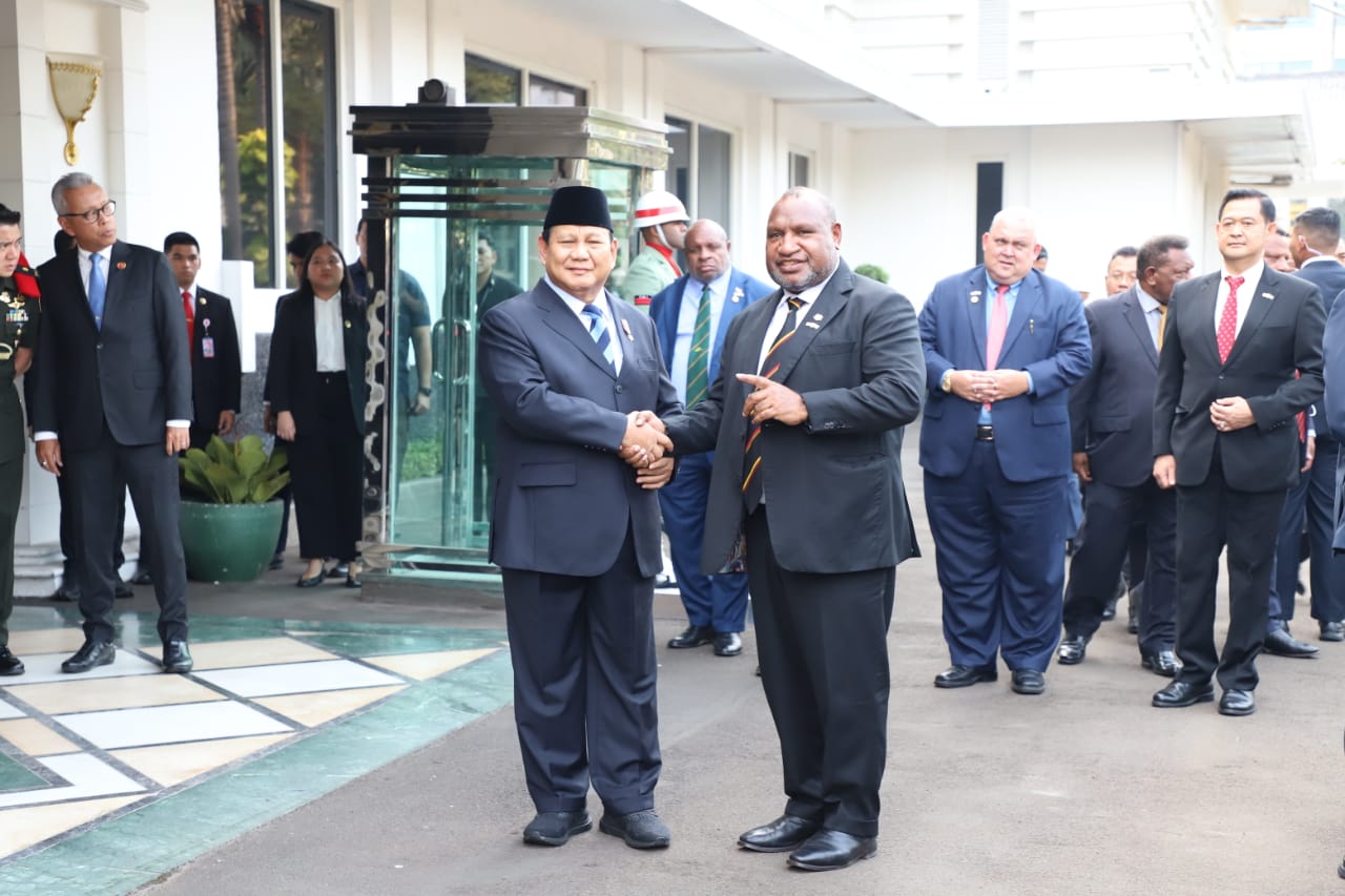 Menhan Prabowo Subianto Papua Nugini H.E. Mr. James Marape (SinPo.id/ Ashar)