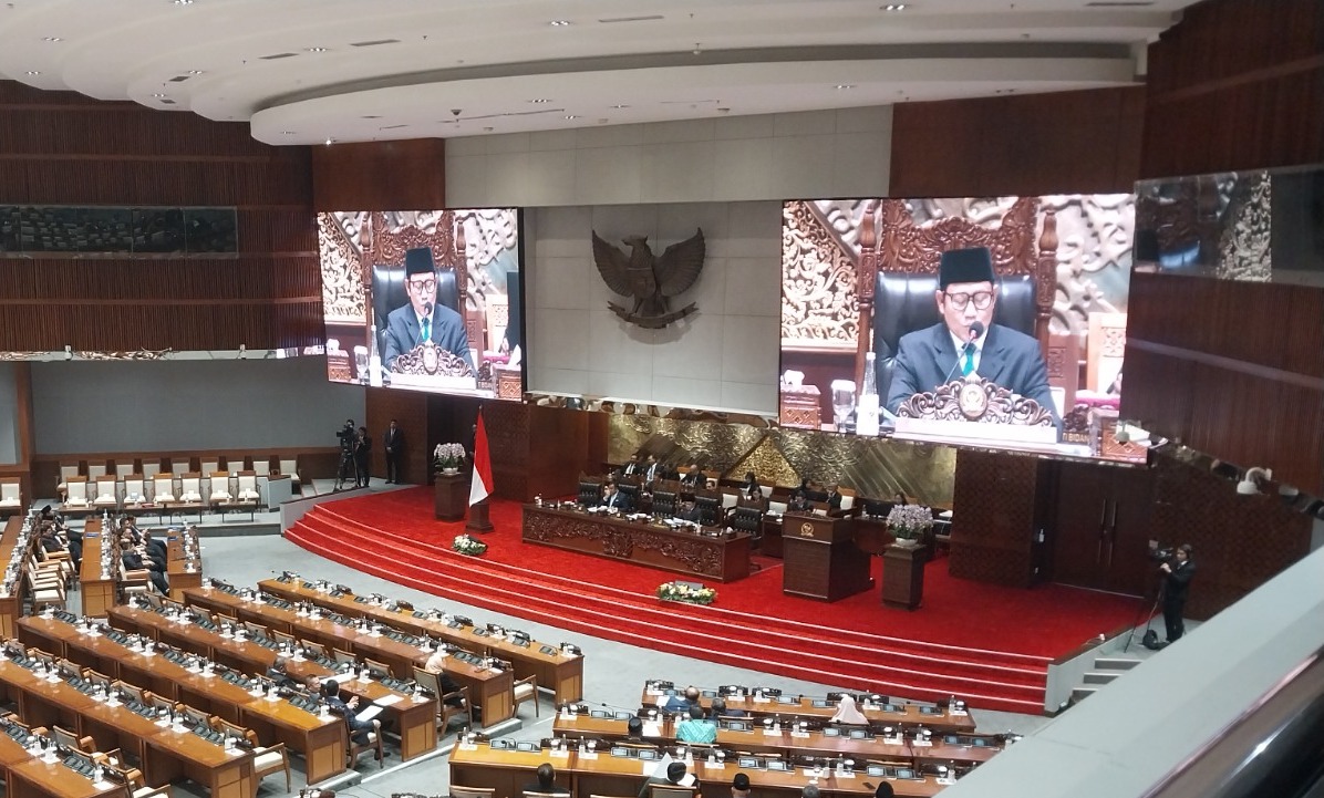 Wakil Ketua DPR RI Abdul Muhaimin Iskandar (Cak Imin) memimpin Rapat Paripurna DPR RI ke-21 Masa Persidangan V Tahun Sidang 2023-2024. (SinPo.id/Galuh)