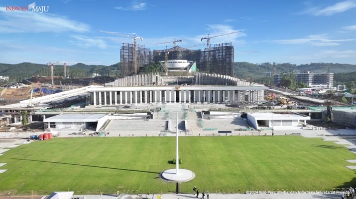 Proyek pembangunan Istana Negara di Ibu Kota Nusantara (IKN). (SinPo.id/Tangkapan Layar Youtube Sekretariat Presiden)