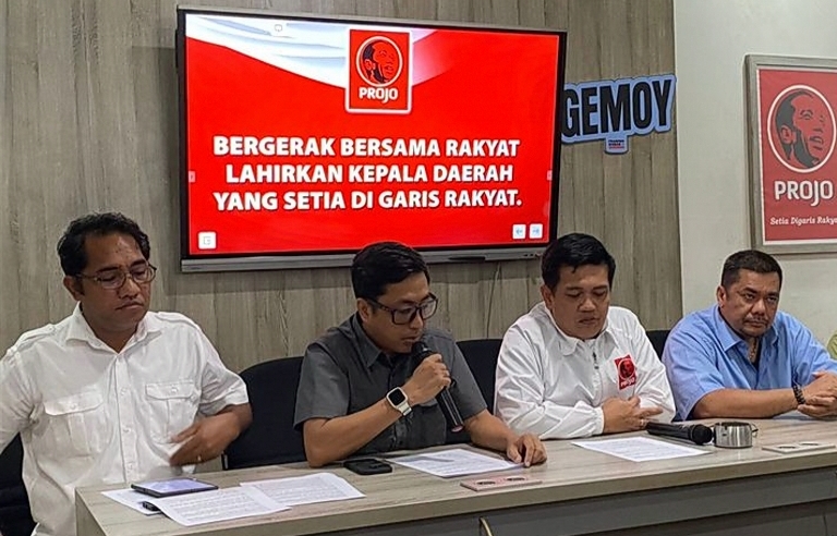 DPP Projo mengumumkan dukungan kepada calon kepala daerah di Pilkada Serentak 2024 (SinPo.id/ Tio Pirnando)