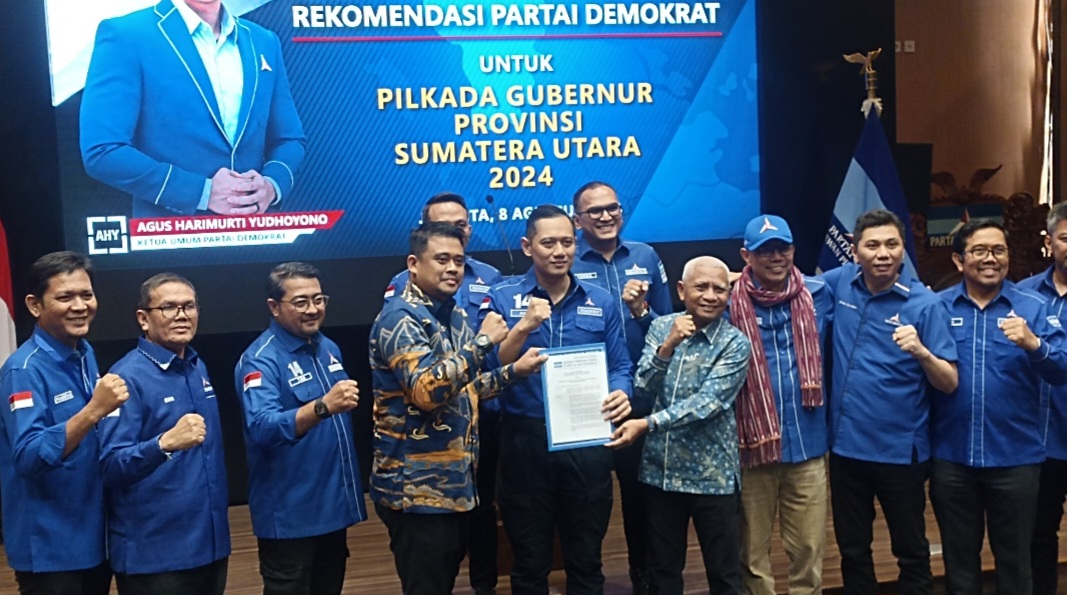 Demokrat Resmi Usung Bobby Nasution Jadi Calon Gubernur Sumut di Pilkada 2024 (SinPo.id/Sigit)