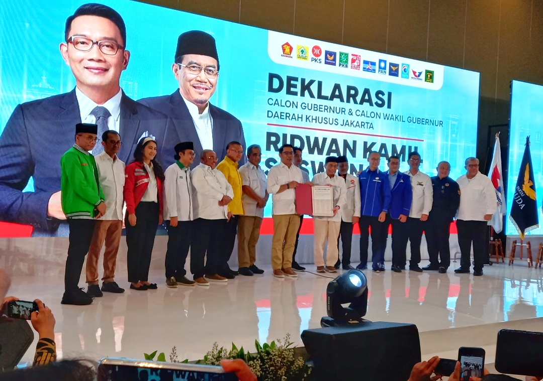 Deklarasi Ridwan Kamil-Suswono maju Pilkada Jakarta (SinPo.id/Firdausi)