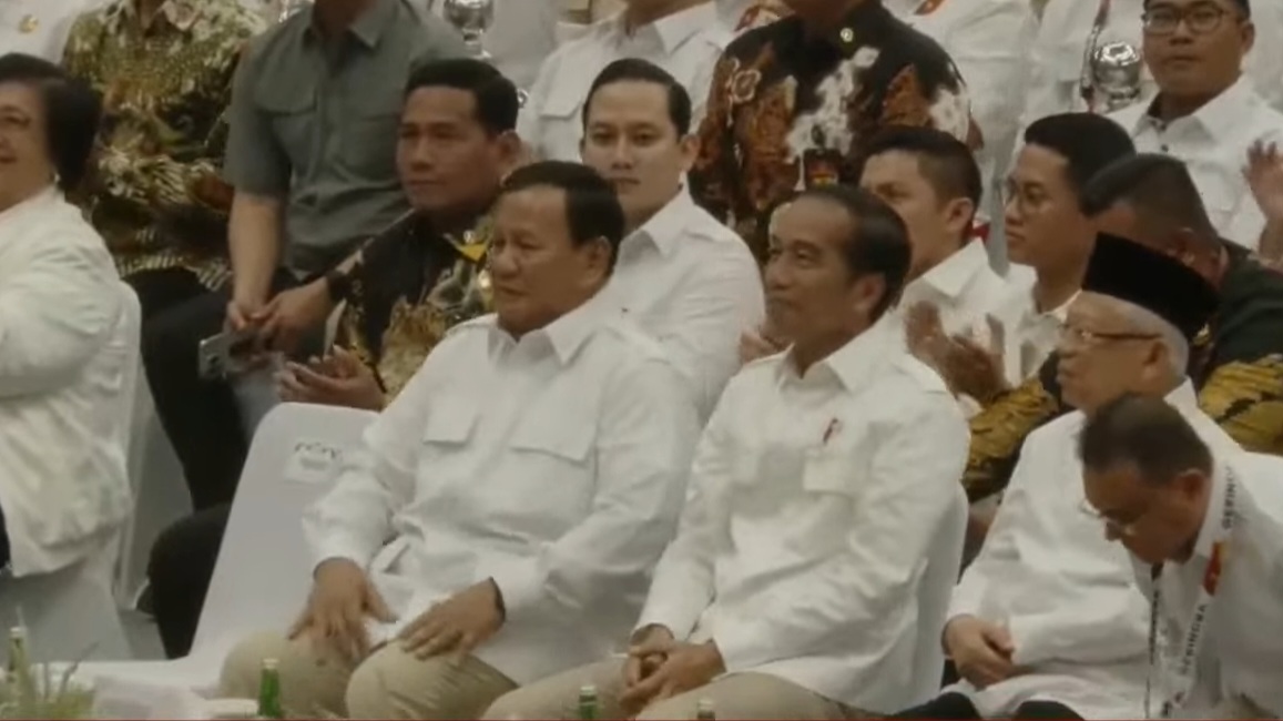 Jokowi hadir di Apel kader dan Rapimnas Partai Gerindra (SinPo.id/Youtube)