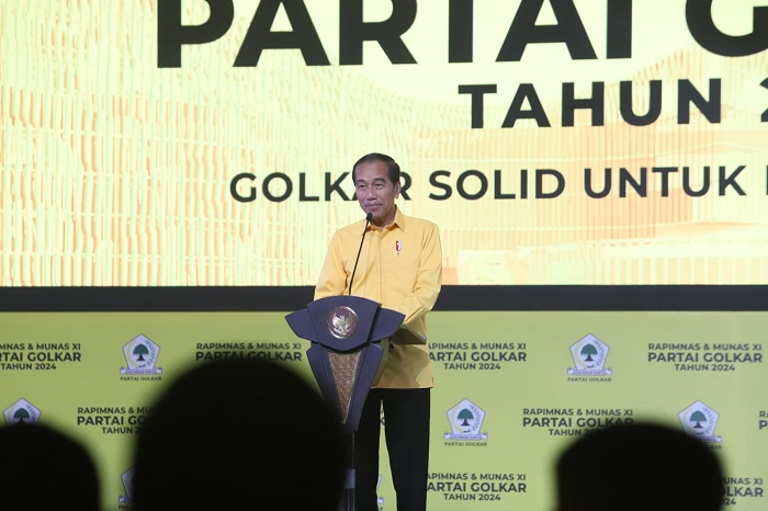 Presiden Jokowi pada acara penutupan Munas Golkar. (SinPo.id/Ashar)