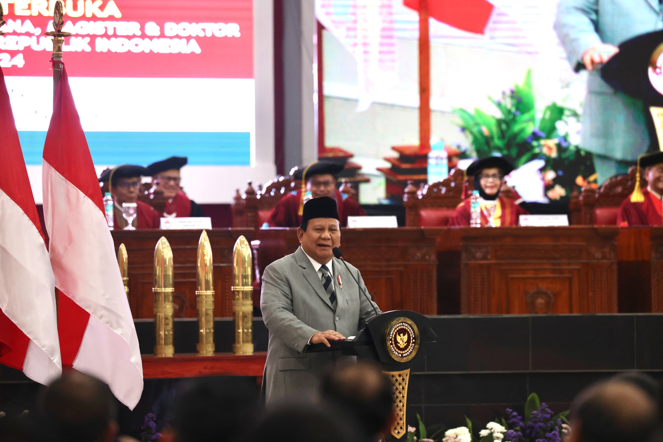 Prabowo berpidato di acara wisuda Unhan (Sinpo.id/Unhan)