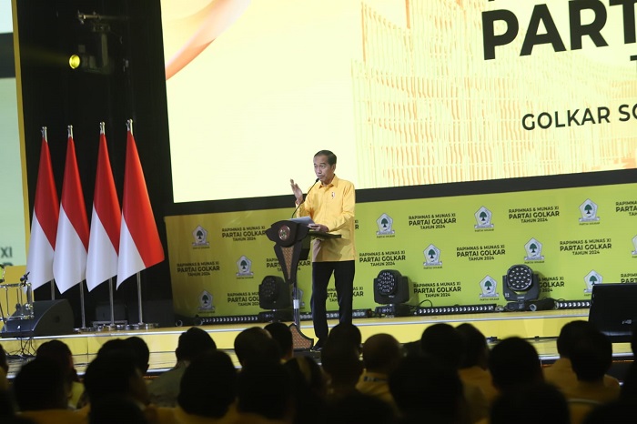 Presiden Jokowi pidato di penutupan Munas Golkar (SinPo.id/Ashar)