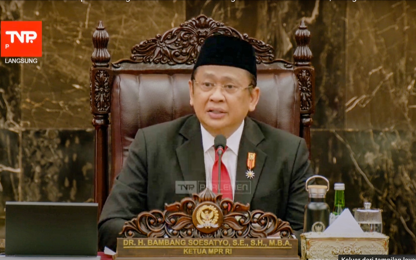 Ketua MPR RI Bambang Soesatyo (Bamsoet). (SinPo.id/tangkapan layar TV Parlemen)