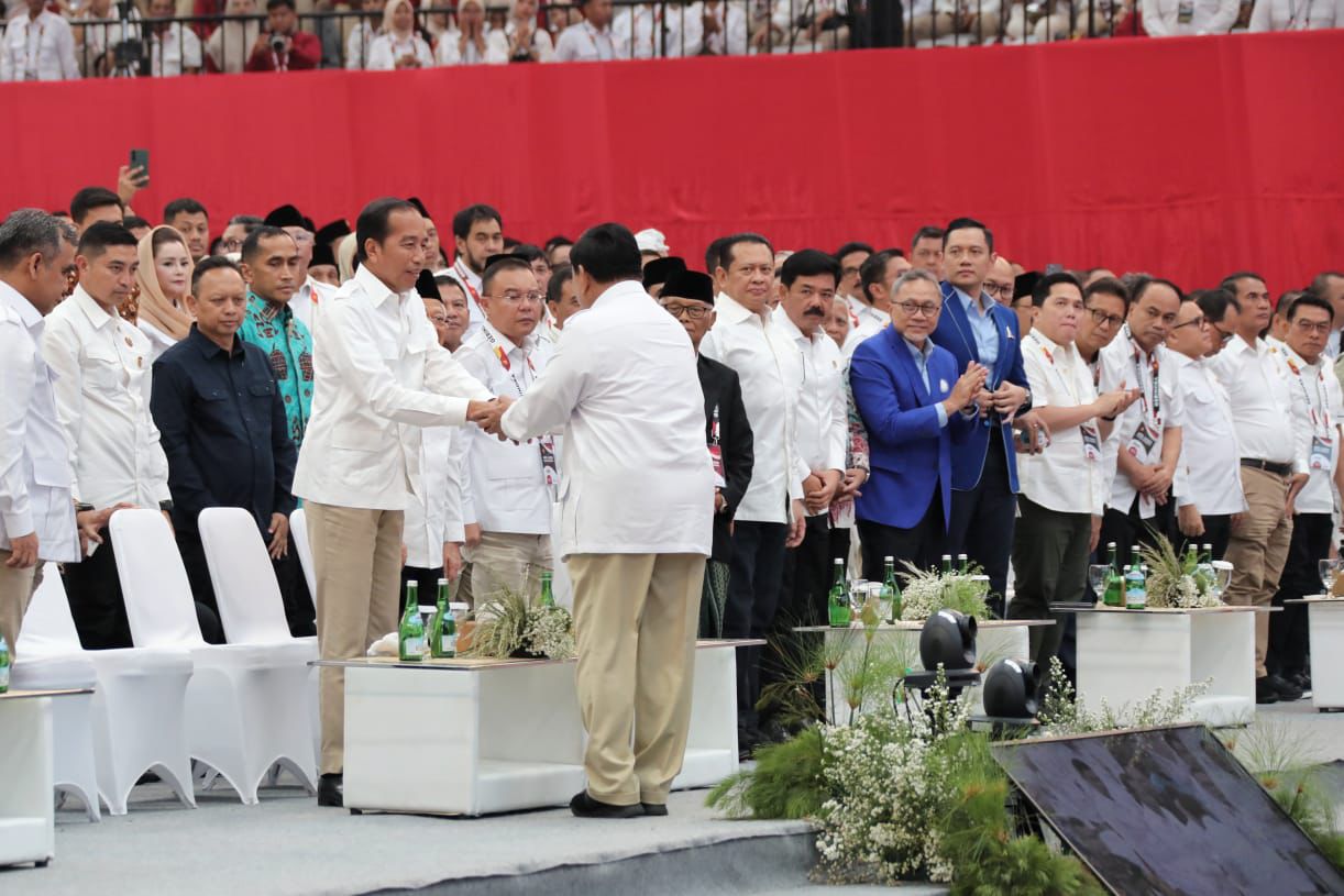 AHY di penutupan Rapimnas Gerindra (SinPo.id/ Dok. Demokrat)