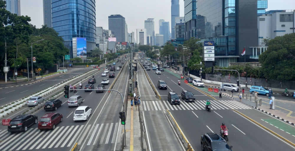 Arus lalu lintas Thamrin dan GBK lengang (SinPo.id/ Firdausi)