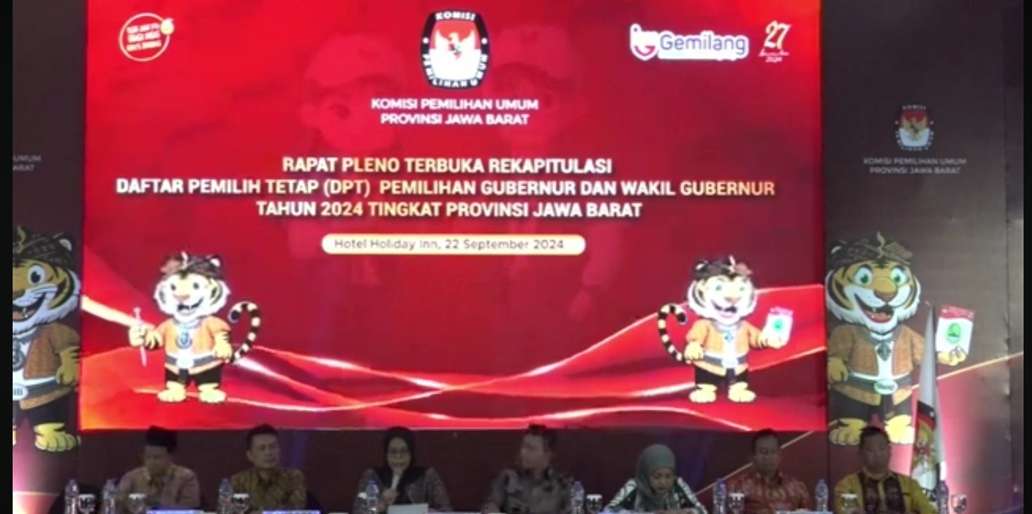 Rapat rekapitulasi KPU Jawa Barat dalam penetapan DPT Pilkada 2024. (SinPo.id/YouTube KPU Jabar)