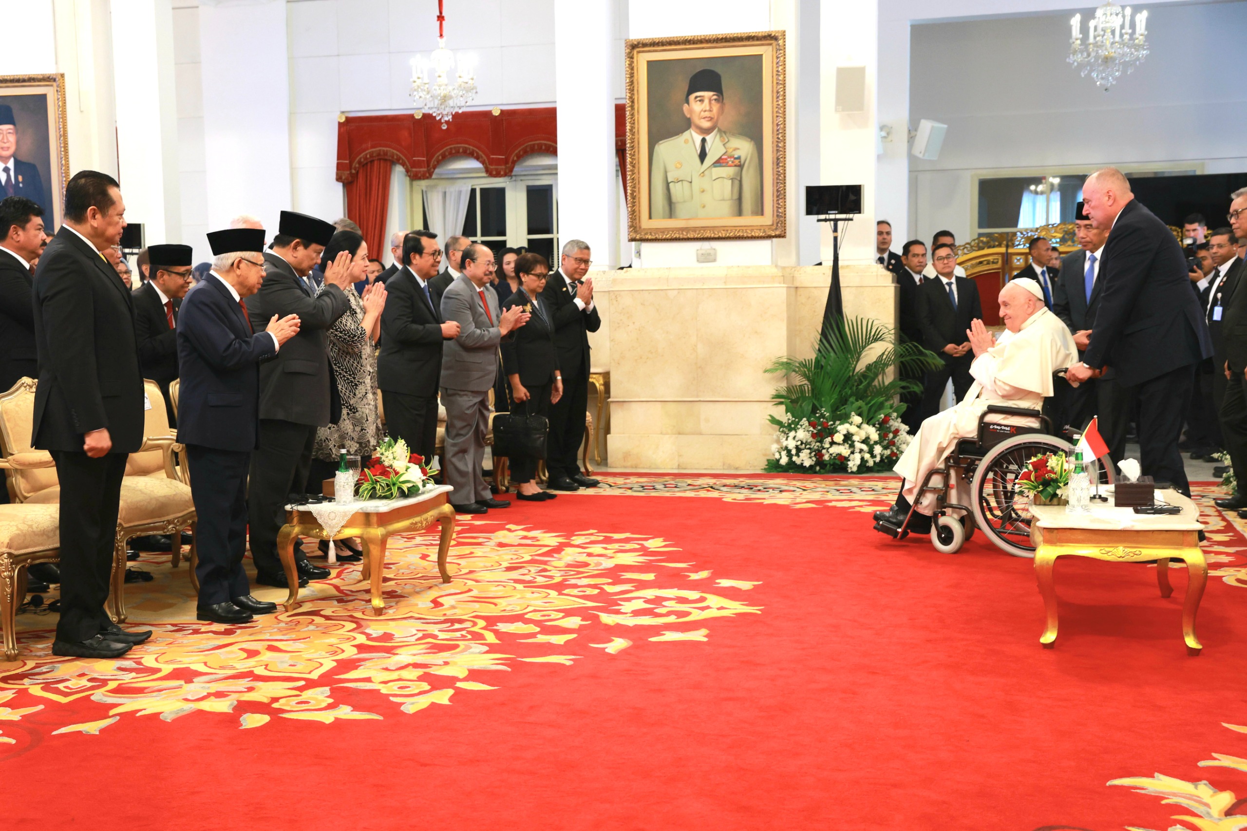 Paus Fransiskus di Istana Merdeka, Jakarta Pusat, Rabu, 4 September 2024. (SinPo.id/Tim Media)