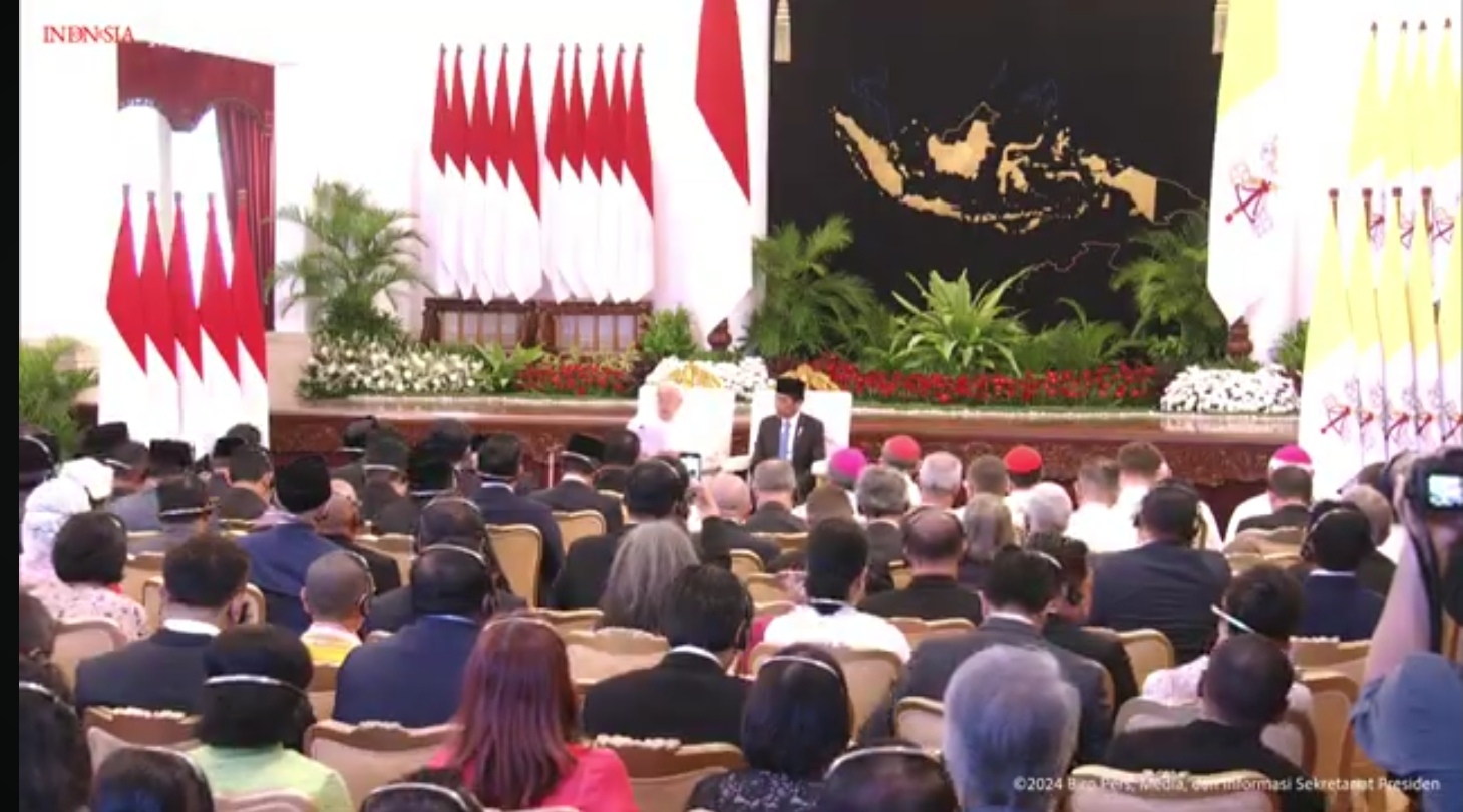 Paus Fransiskus di Istana Merdeka, Jakarta (SinPo.id/ YouTube Sekretariat Presiden)