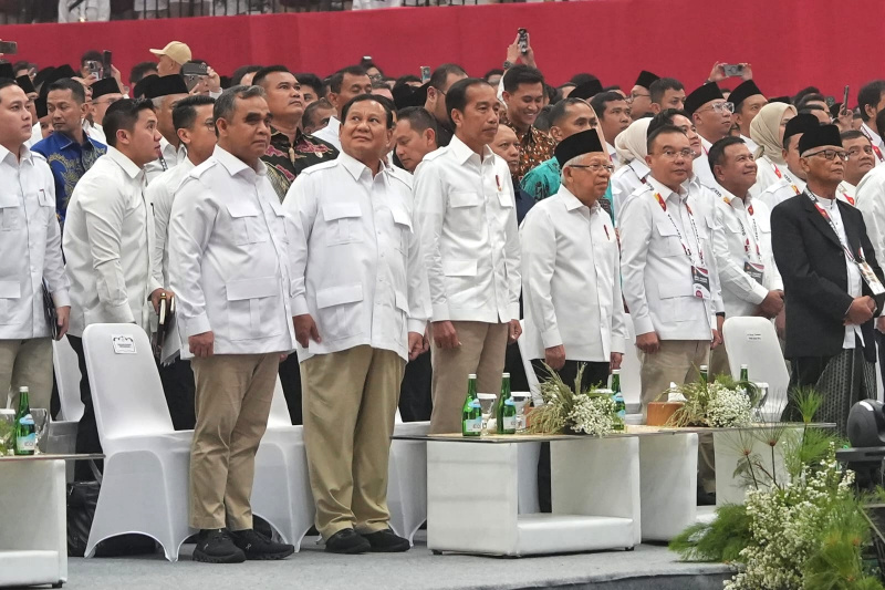 Presiden Jokowi dan Prabowo Subianto di Rapimnas Gerindra (SinPo.id/ Ashar)