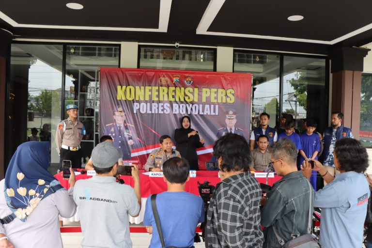 Konferensi pers kasus pembacokan di Polres Boyolali (SinPo.id/ Humas Polri)