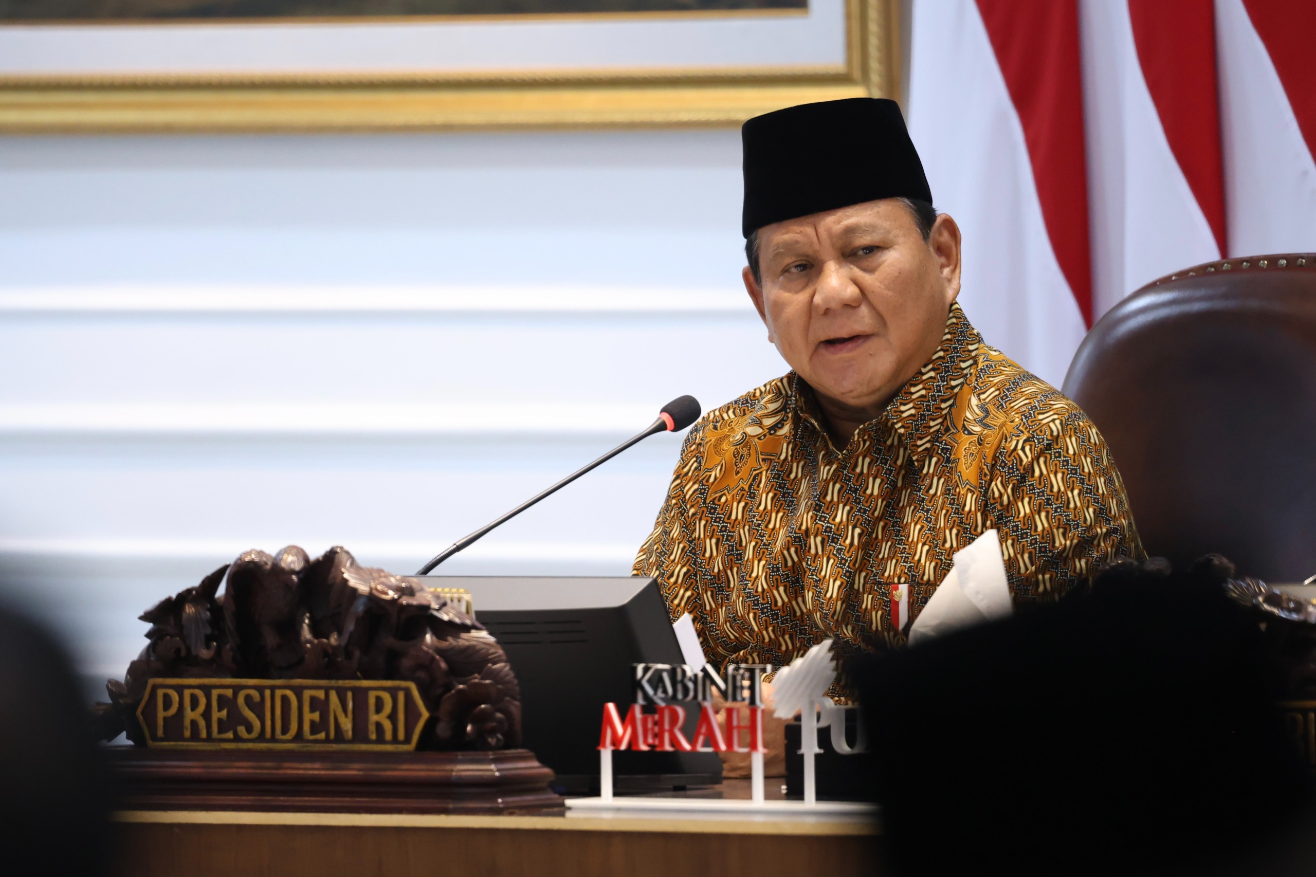 Presiden Prabowo Subianto saat memimpin rapat Kabinet Merah Putih (SinPo.id/ Tim Media)