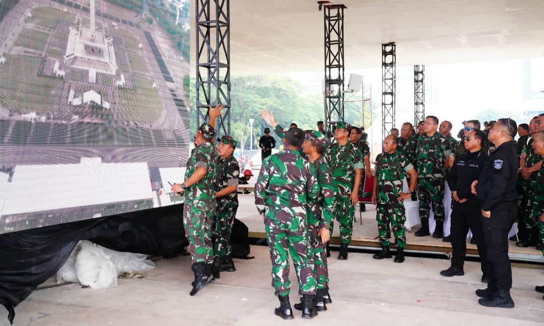 Persiapan jelang puncak HUT TNI ke 79 di Monas (SinPo.id/Puspen TNI)