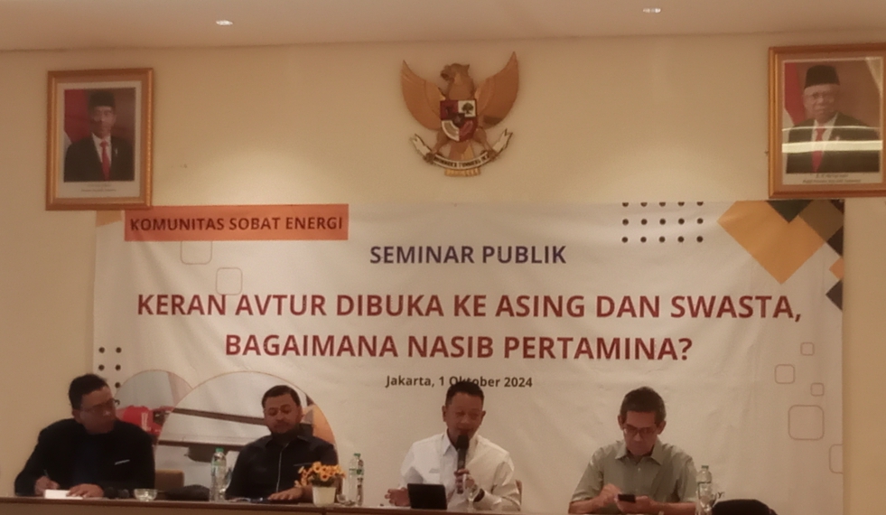 Seminar Publik 'Keran Avtur Dibuka ke Asing dan Swasta, Bagaimana Nasib Pertamina?' (SinPo.id/ Tri Setyo)