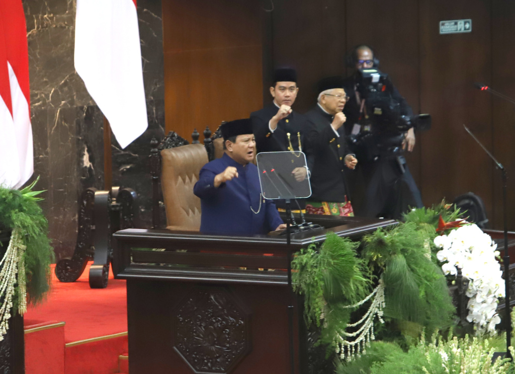 Presiden Prabowo Subianto saat pidato perdana (SinPo.id/ Ashar)