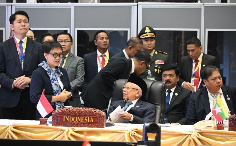 Wakil Presiden Ma’ruf Amin saat menghadiri KTT ASEAN di Laos. (SinPo.id/BPMI Setwapres)