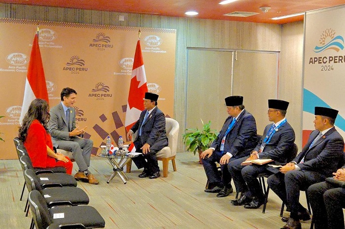 Presiden RI Prabowo Subianto pada dengan PM Kanada Justin Trudeau (SinPo.id/ Dok. Kemenko Perekonomian)