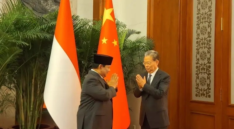 Presiden RI Prabowo Subianto dan Ketua Kongres Rakyat Nasional China Zhao Leji. (SinPo.id/Setpres)