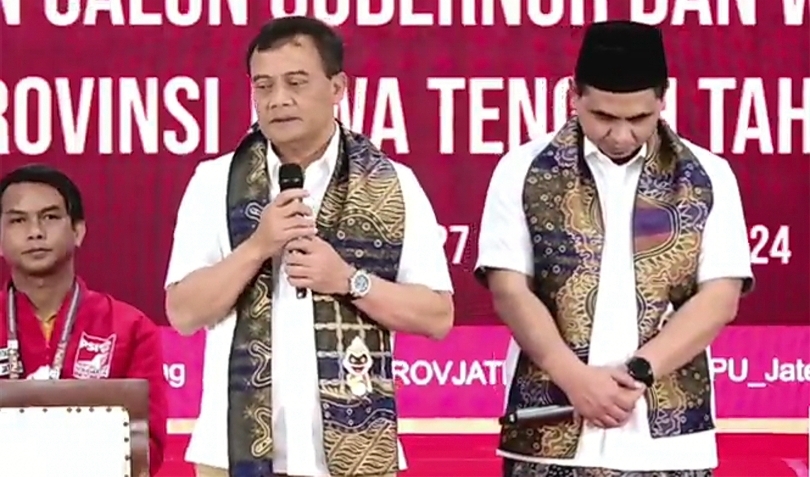 Pasangan calon Gubernur dan Wakil Gubernur Jawa Tengah, Ahmad Luthfi dan Taj Yasin Maimoen (SinPo.id/ YouTube KPU Jateng)