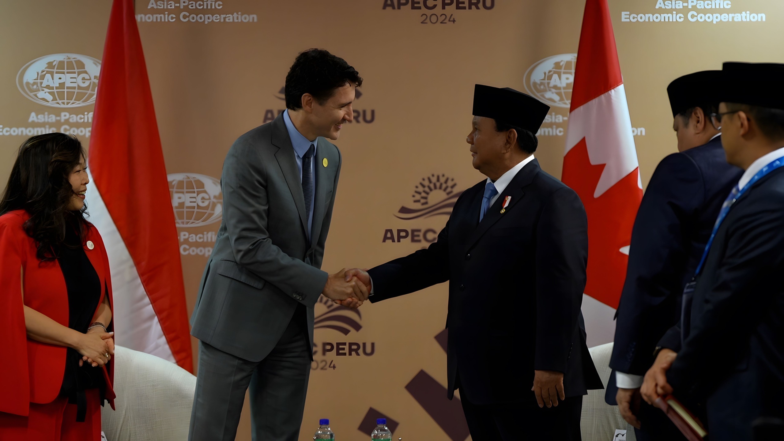 Presiden RI Prabowo Subianto bertemu dengan Perdana Menteri (PM) Kanada Justin Trudeau. (SinPo.id/Tim Media)