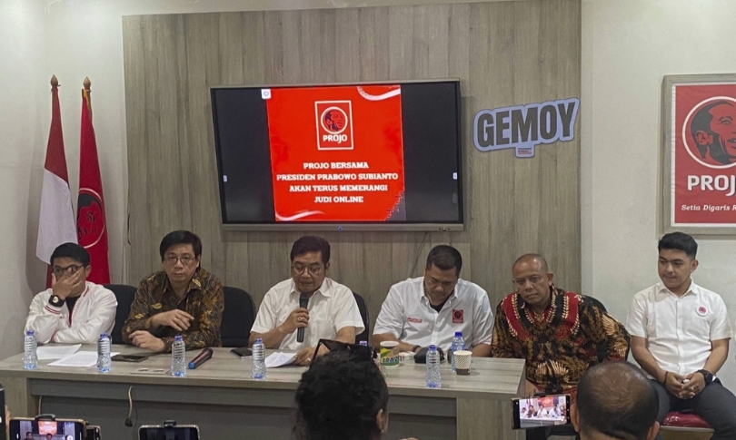 DPP Projo menggelar konpers menanggapi sejumlah isu (SinPo.id/ Dok. Projo)