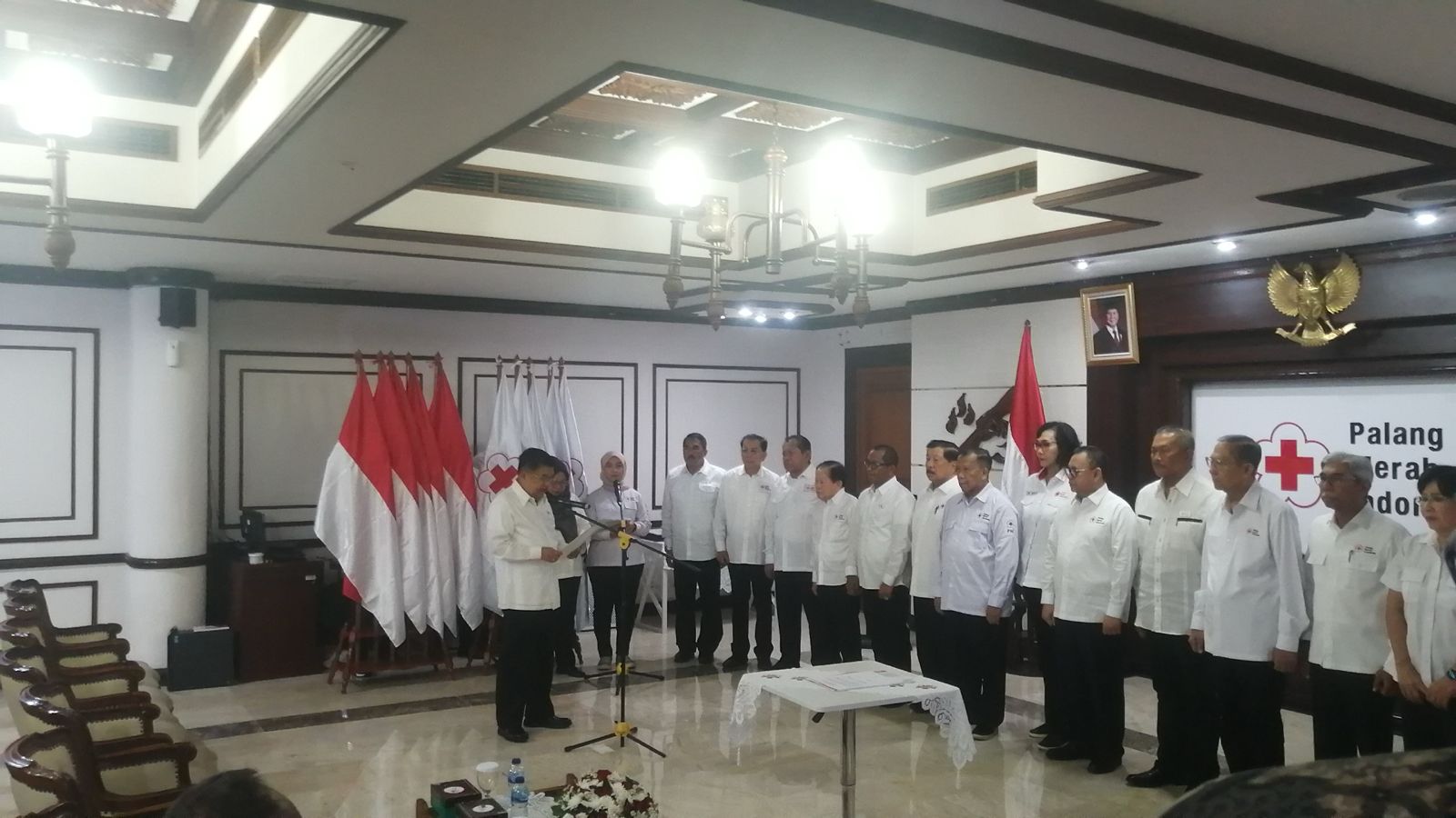 JK saat melantik pengurus PMI Pusat periode 2024-2029. (SinPo.id/Tio)