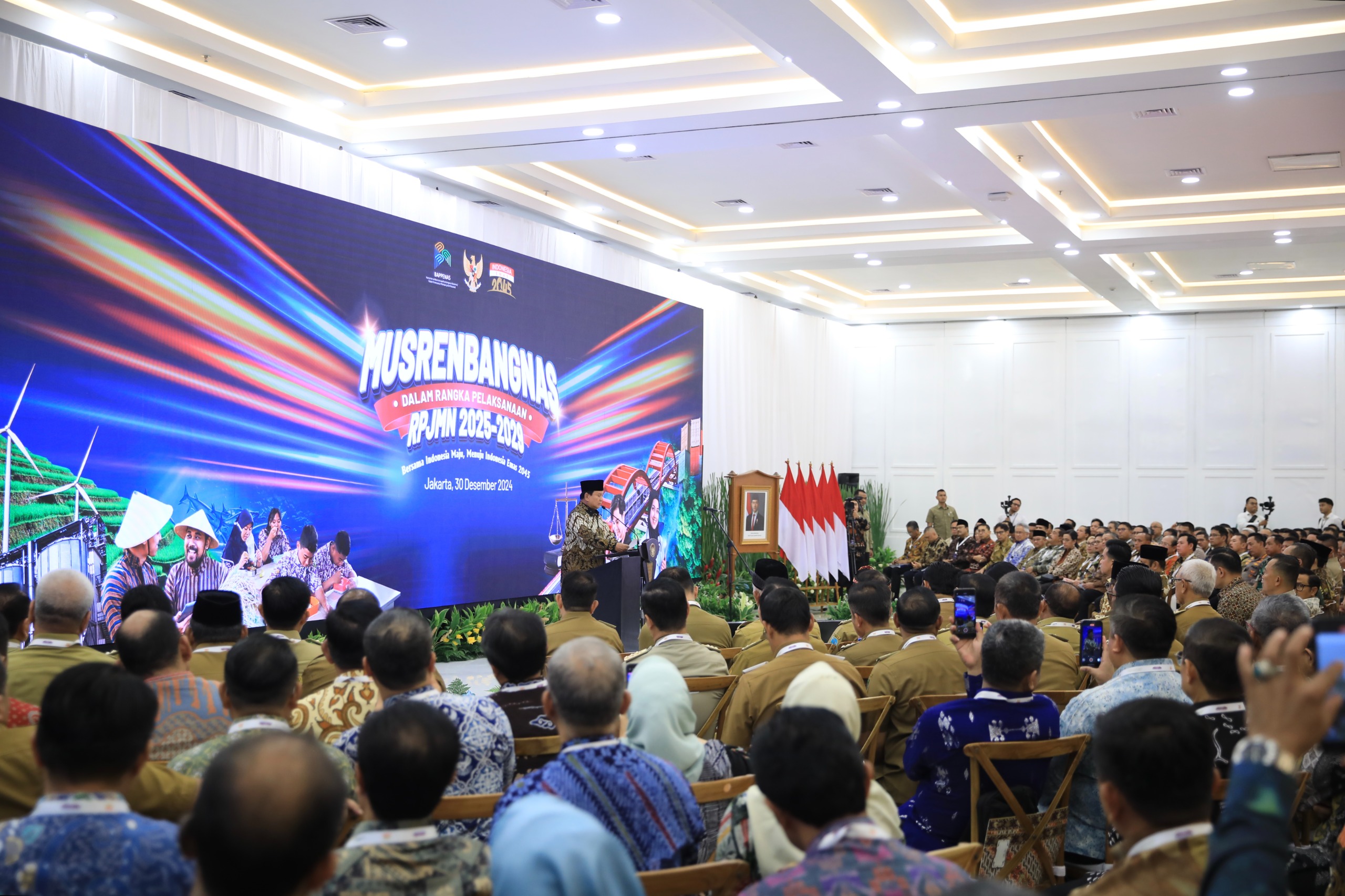 Presiden Prabowo Subianto di Musrembangnas Rencana Pembangunan Jangka Menengah Nasional tahun 2025 (SinPo.id/ Tim Media)