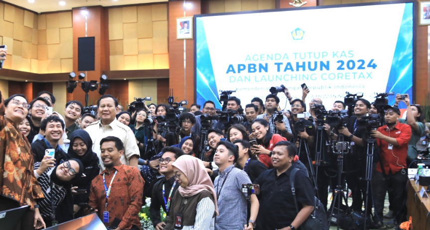 Presiden Prabowo Subianto di kantor Kemenkeu (SinPo.id/ Tim Media)