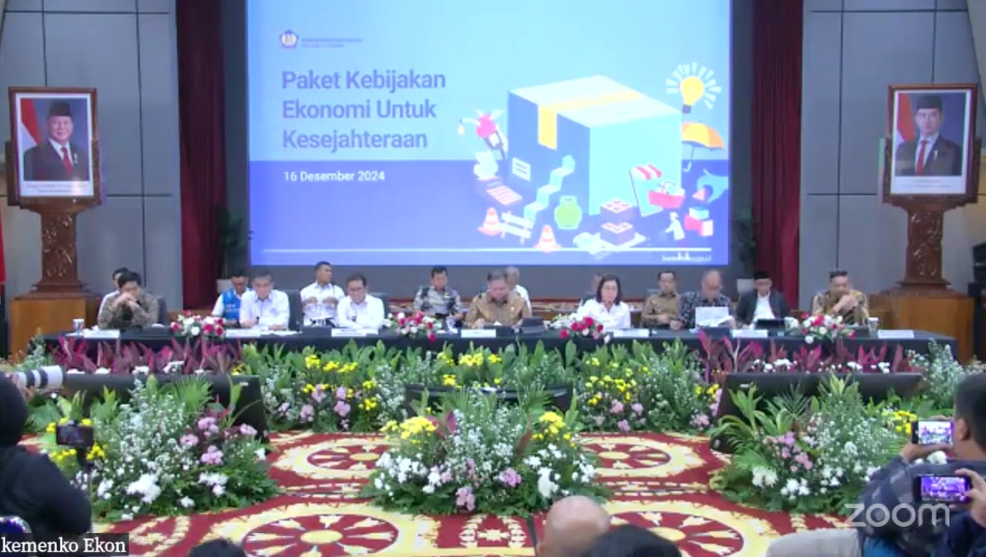 Konferensi pers para menteri di bidang ekonomi terkait PPN 12 persen. (SinPo.id/tangkap layar)