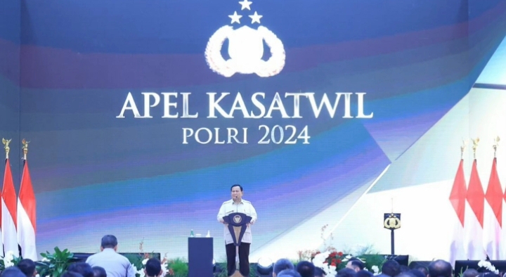 Presiden Prabowo Subianto di Apel Kasatwil Polri (SinPo.id/ Dok. Polri)