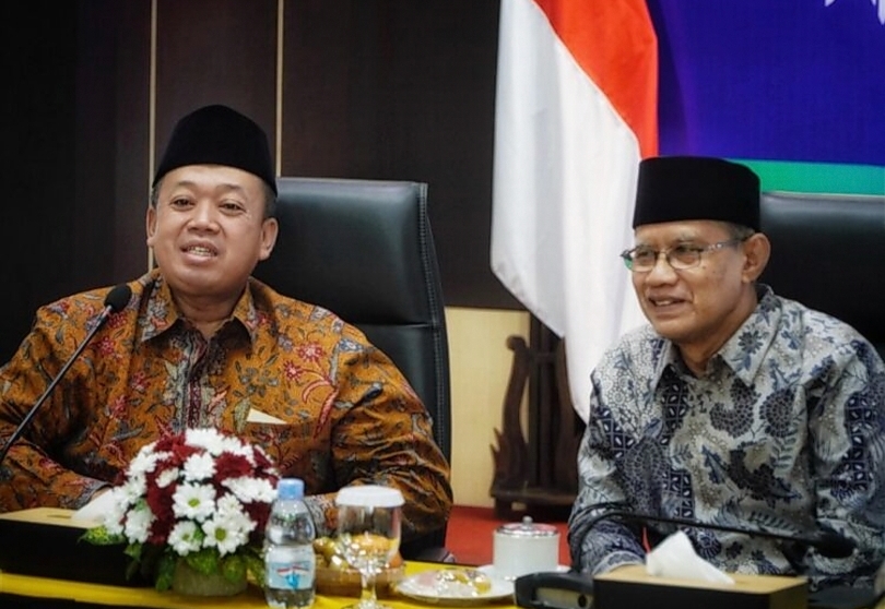 Menteri ATR Nusron Wahid dan Ketum PP Muhammadiyah Haedar Nashir (SinPo.id/ Dok. Muhammadiyah)