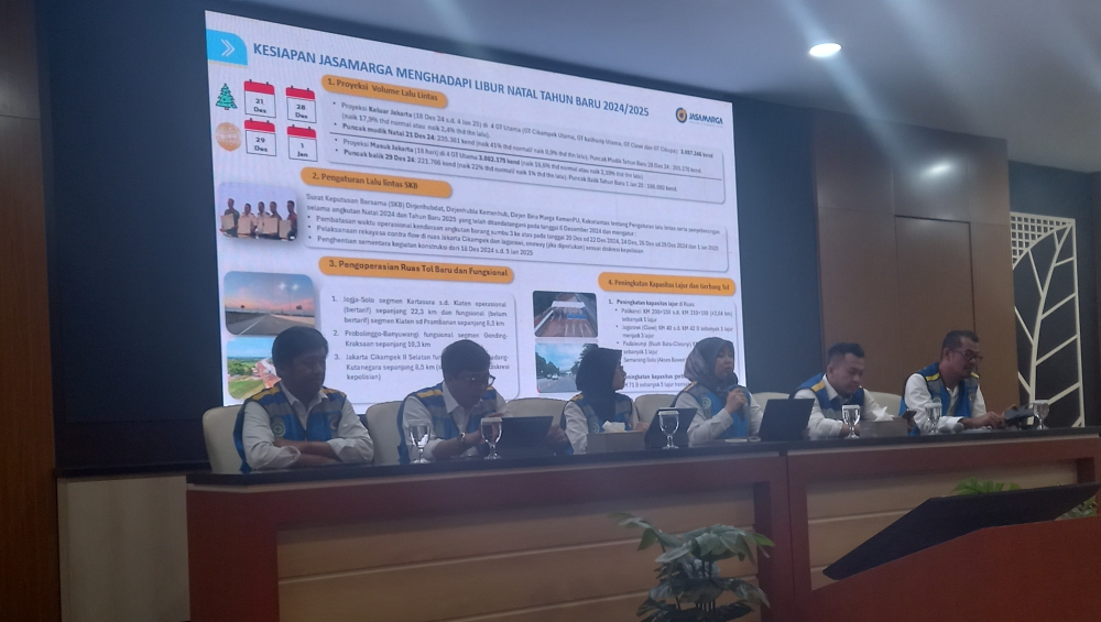 Konferensi pers Jasa Marga di Bekasi (SinPo.id/ Firdausi)