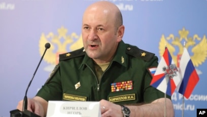 Mayjen Igor Kirillov, Kepala Unit Perlindungan Radiasi, Kimia, dan Biologi Militer Rusia (SinPo.id/AP)