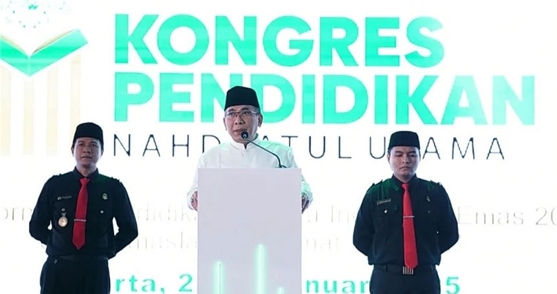 Ketum PBNU Gus Yahya Staquf membuka Kongres Pendidikan NU. (SinPo.id/dok.NU)