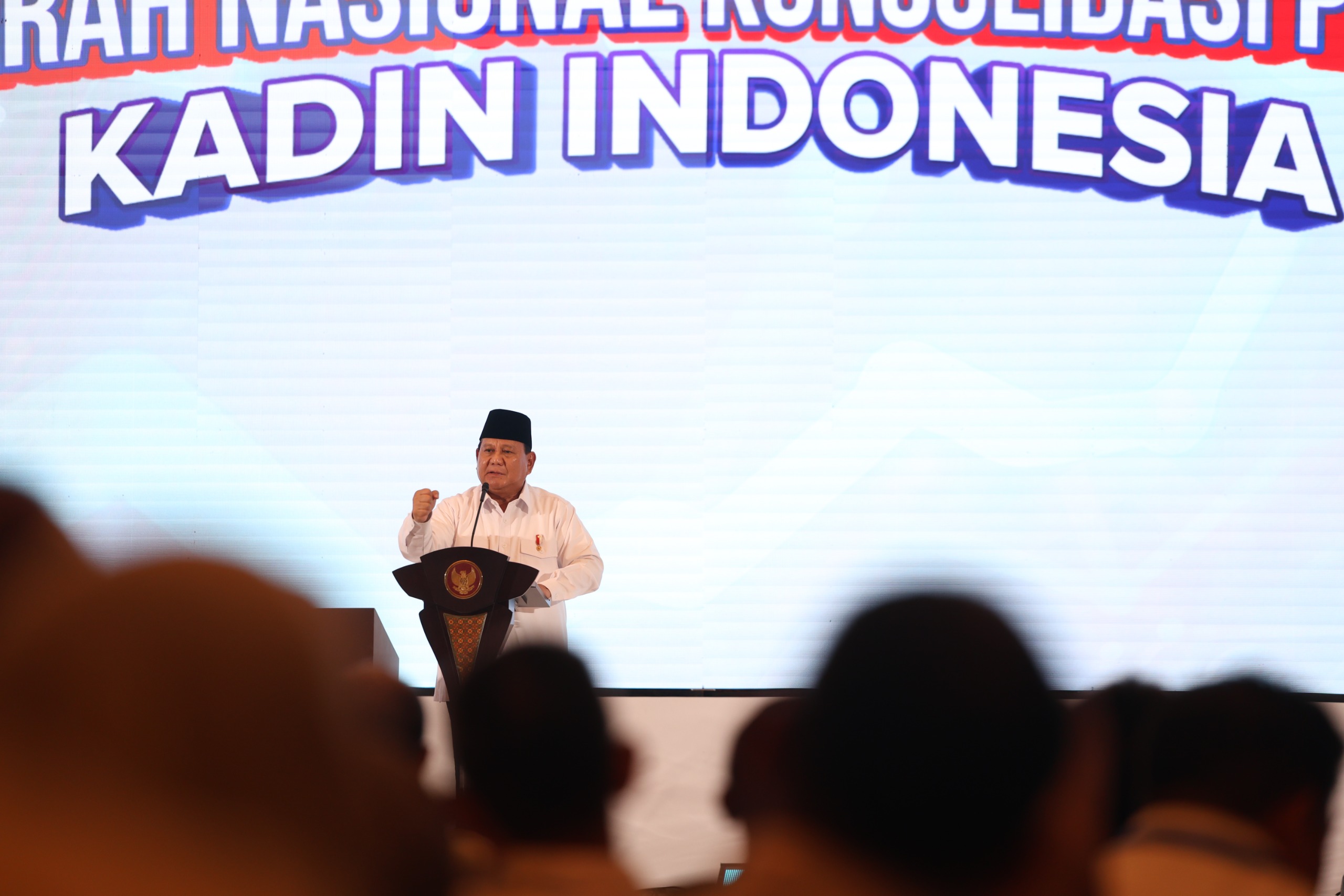 Presiden Prabowo Subianto di Munas Konsolidasi Persatuan Kadin (SinPo.id/ Tim Media)