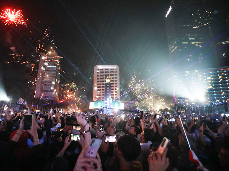 Perayaan tahun baru di HI Jakarta (SinPo.id/Beritajakarta)