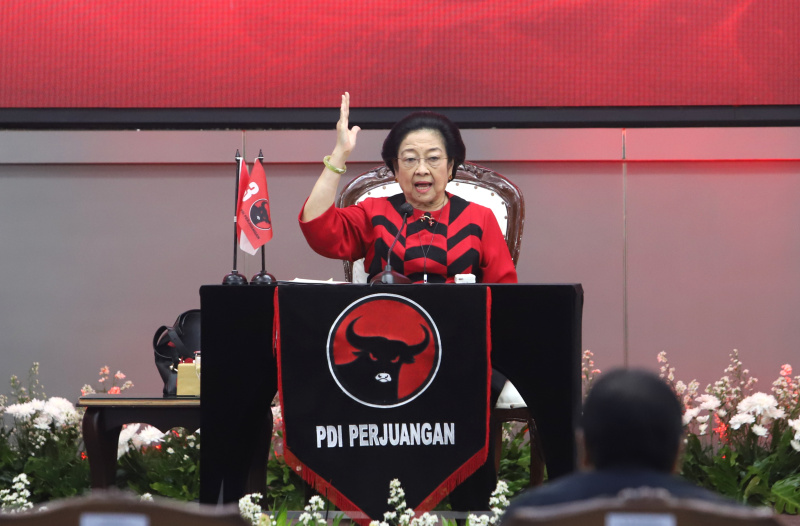 Ketua Umum PDIP Megawati Soekarnoputri menghadiri HUT ke-52 PDIP yang bertema