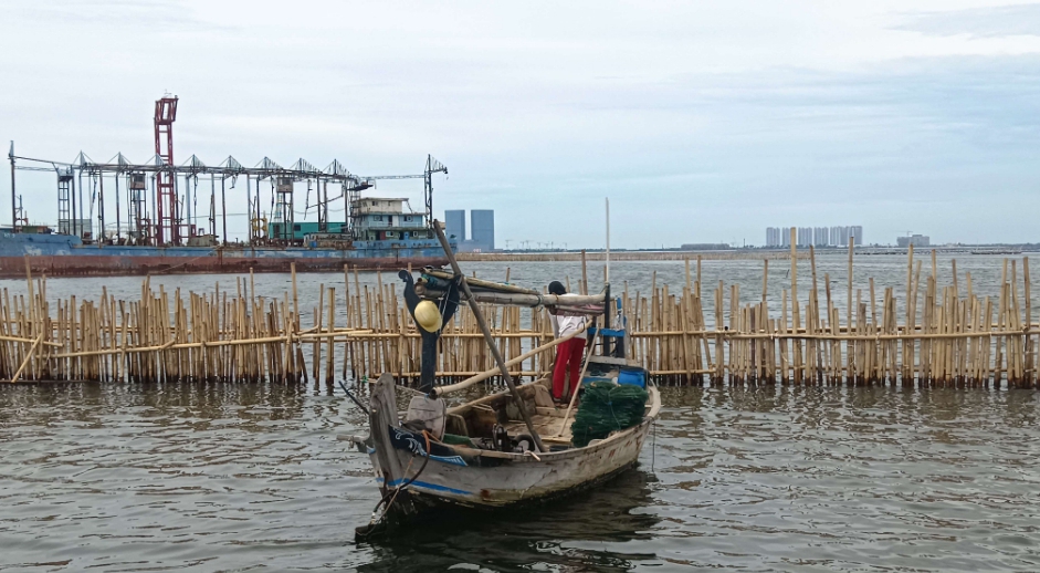 Pagar laut di Kamal Muara (SinPo.id/ Dok. RRI)