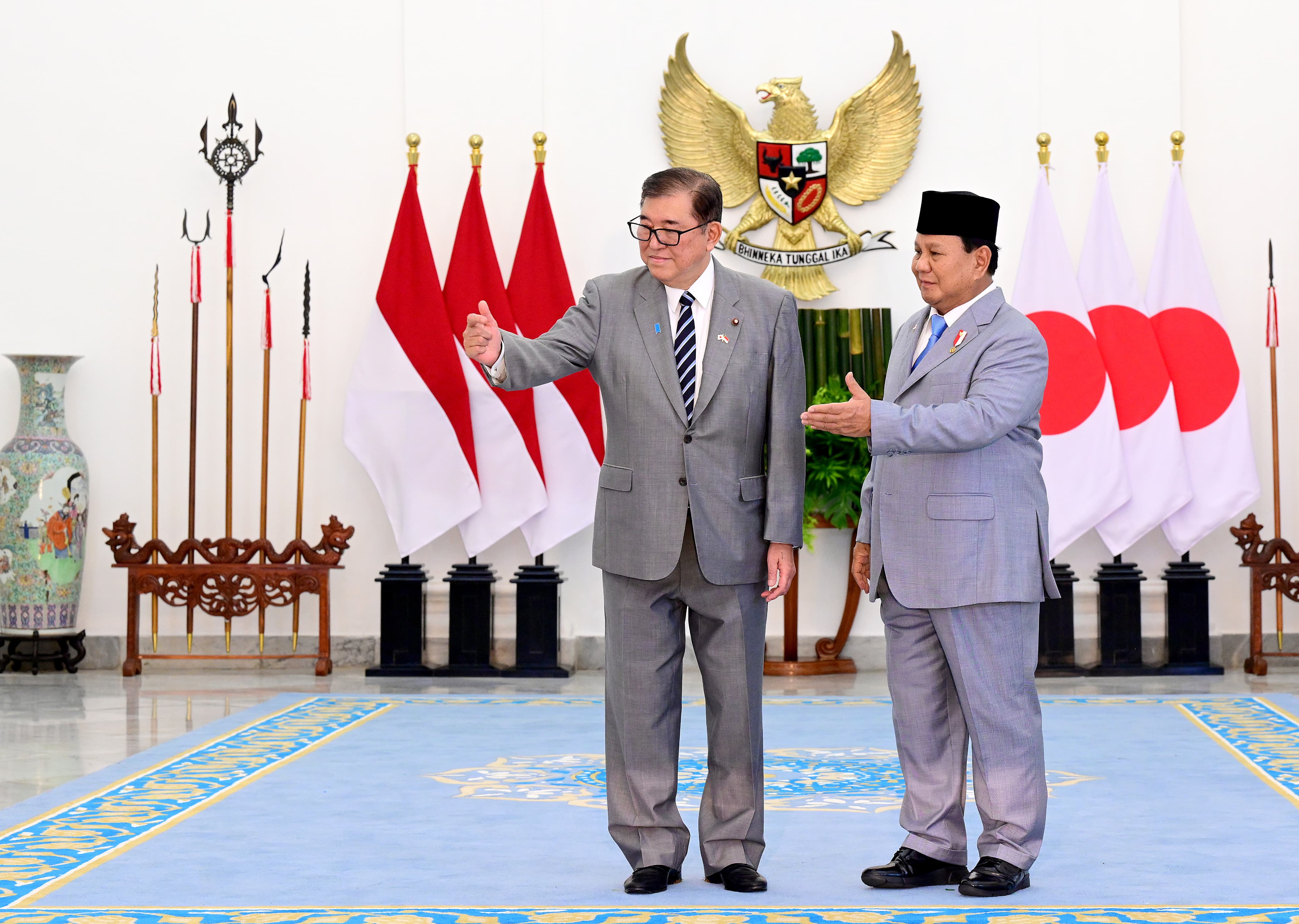 PM Jepang, Shigeru Ishiba bersama Presiden RI Prabowo Subianto di Istana Bogor (SinPo.id/Biro Pers Setpres)