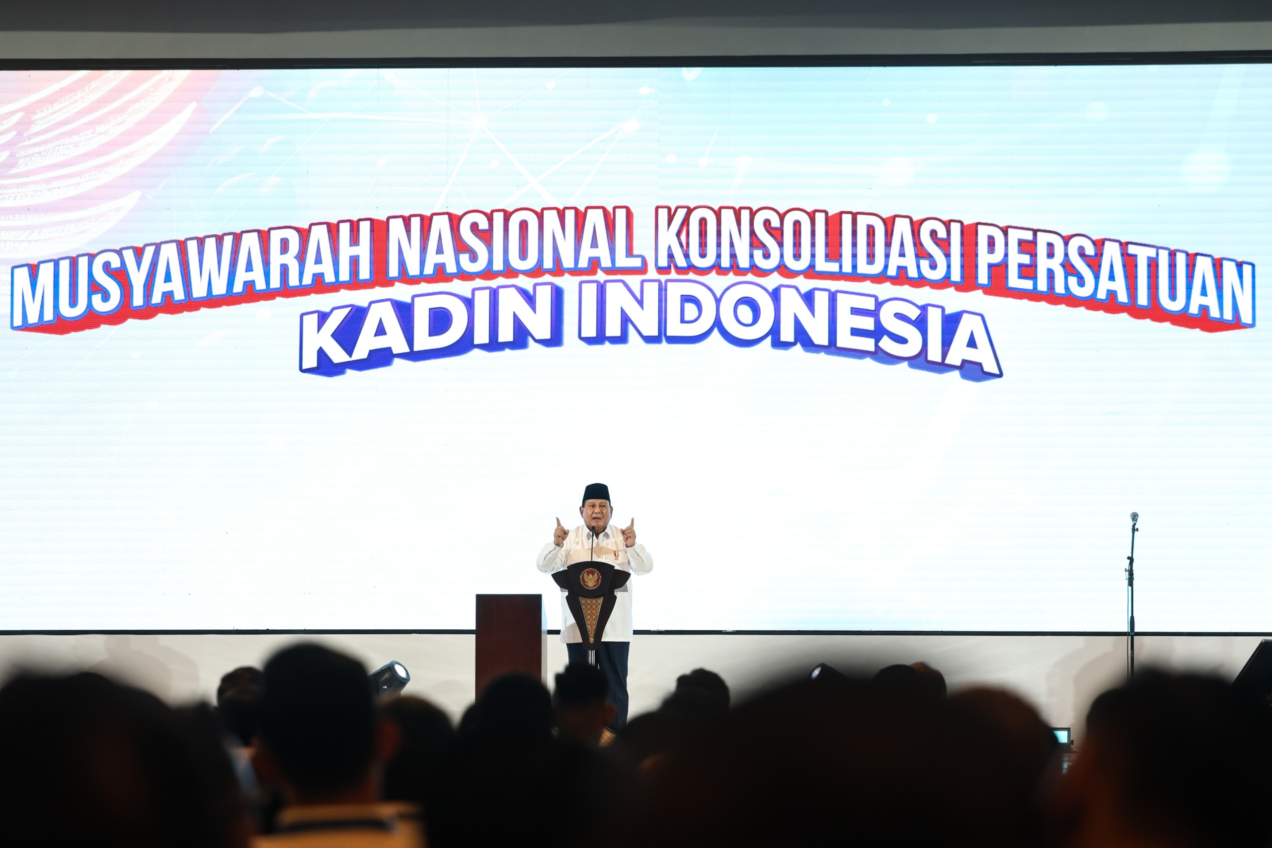 Presiden Prabowo Subianto di Munas Konsolidasi Persatuan Kadin (SinPo.id/ Tim Media)