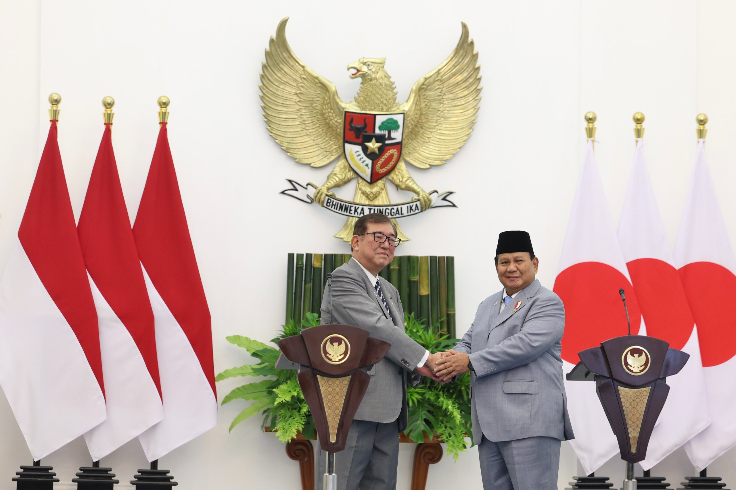 Presiden Prabowo Subianto bersama PM Jepang Shigeru Ishiba (SinPo.id/ Tim Media)