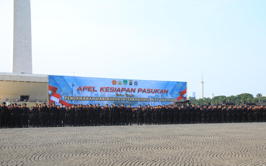Personel gabungan yang akan mengamankan peringatan May Day (SinPo.id/Humas PMJ)