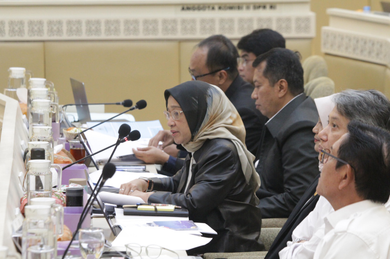 Komisi II DPR gelar raker dengan MenPanRB Rini Widyantini membahas Kebijakan Penempatan ASN ke IKN dan sejumlah hal terkait Digitalisasi Pemerintahan Desa (Ashar/SinPo.id)