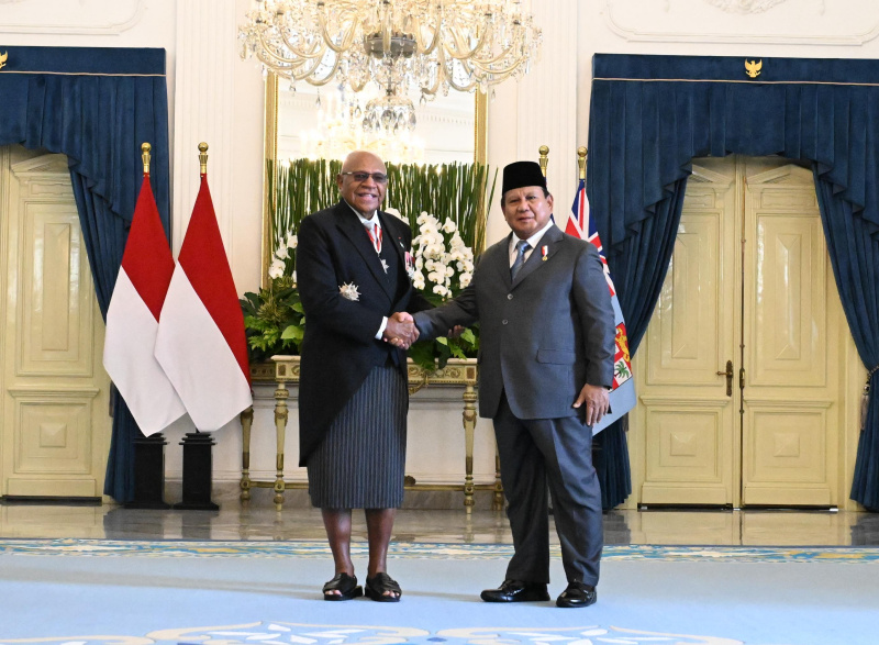 Presiden Prabowo Subianto menerima kunjungan PM Fiji Sitiveni Rabuka di Istana (Ashar/Foto:Cahyo Setpres/SinPo.id)