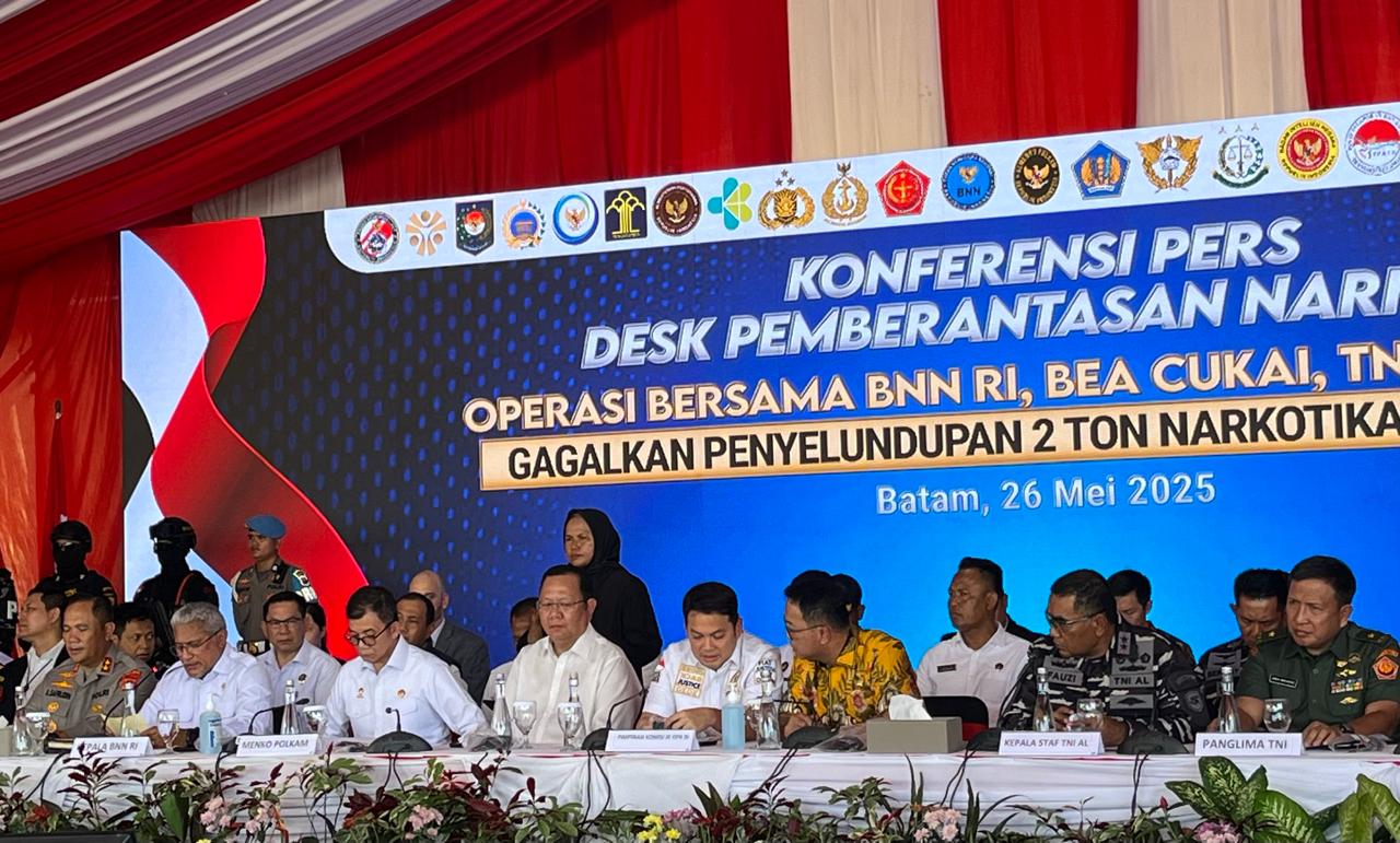 Konferensi pers BNN RI gagalkan penyelundupan 2 ton sabu di perairan Batam, Kepulauan Riau. Istimewa
